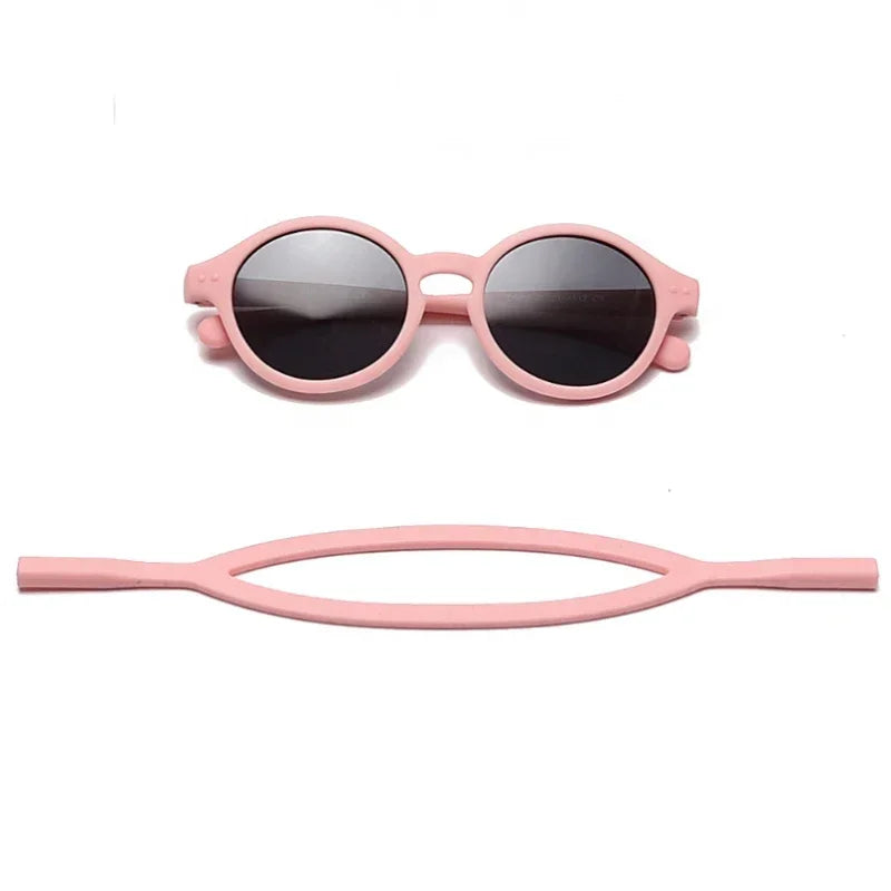 0-4 Years Baby Silical Gel Glasses UV400 Protection TPEE Polarized Strap Baby Girl Flexible Sunglasses with Free Silicone Rope - LOCKDEALZ