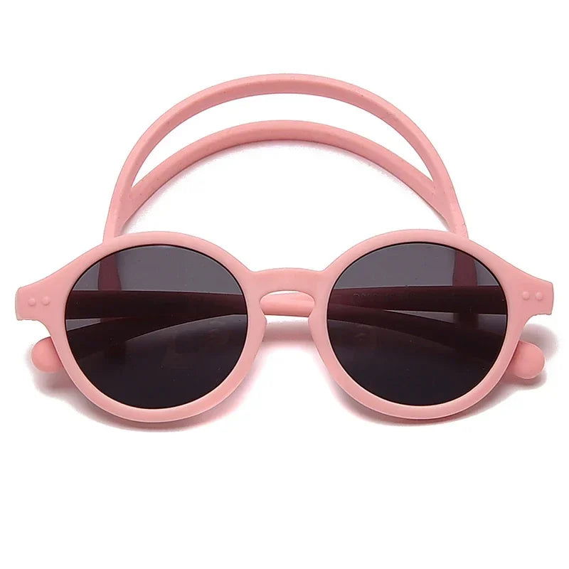 0-4 Years Baby Silical Gel Glasses UV400 Protection TPEE Polarized Strap Baby Girl Flexible Sunglasses with Free Silicone Rope - LOCKDEALZ