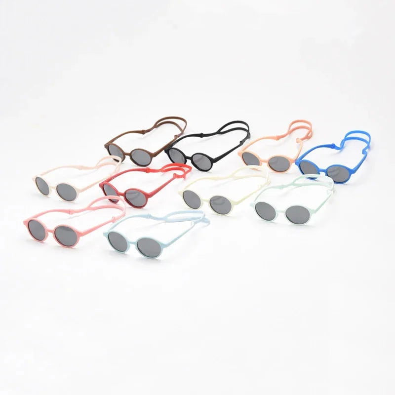 0-4 Years Baby Silical Gel Glasses UV400 Protection TPEE Polarized Strap Baby Girl Flexible Sunglasses with Free Silicone Rope - LOCKDEALZ