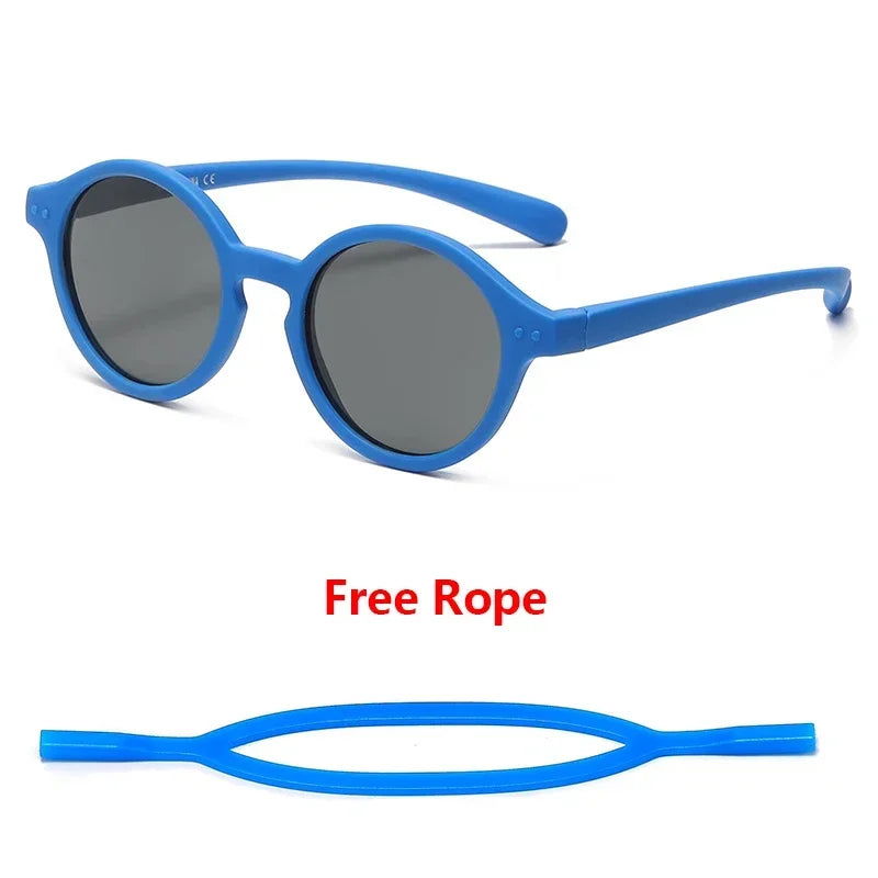 0-4 Years Baby Silical Gel Glasses UV400 Protection TPEE Polarized Strap Baby Girl Flexible Sunglasses with Free Silicone Rope - LOCKDEALZ