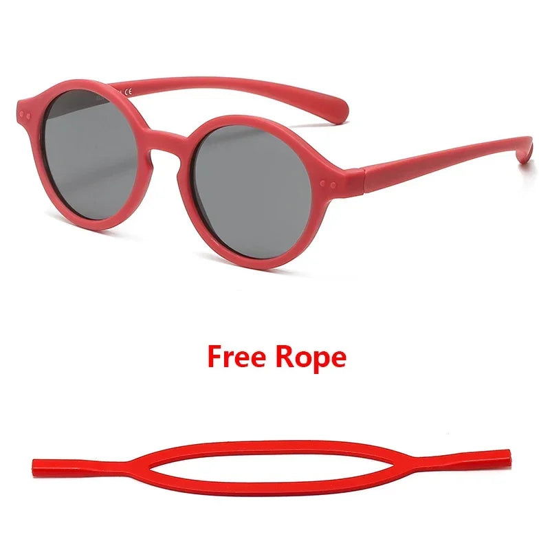 0-4 Years Baby Silical Gel Glasses UV400 Protection TPEE Polarized Strap Baby Girl Flexible Sunglasses with Free Silicone Rope - LOCKDEALZ