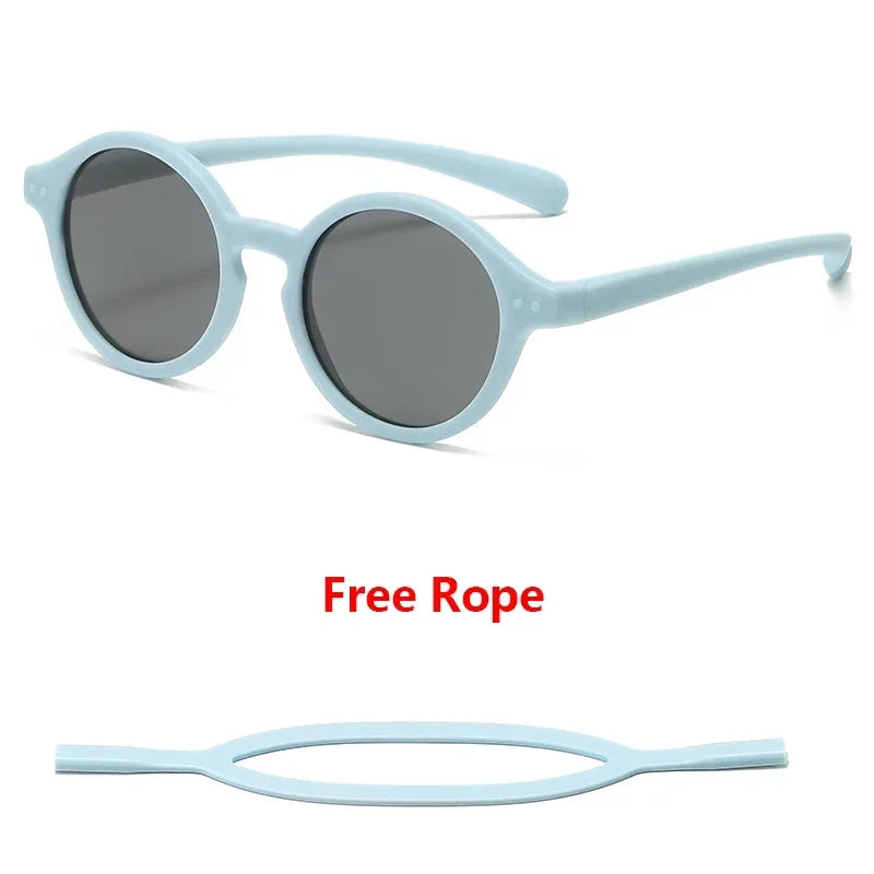0-4 Years Baby Silical Gel Glasses UV400 Protection TPEE Polarized Strap Baby Girl Flexible Sunglasses with Free Silicone Rope - LOCKDEALZ