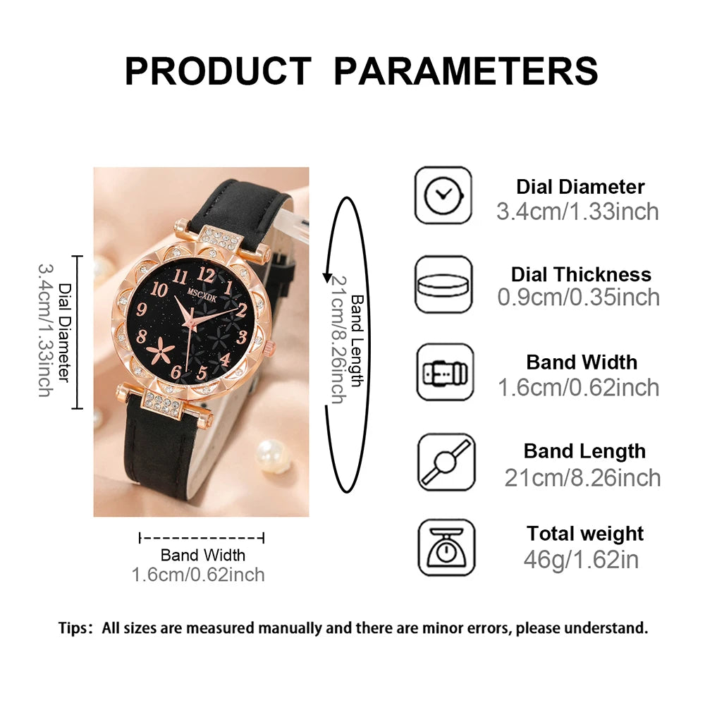 10pcs Women's Watch Set Fashion Casual Round WOMEN'S Quartz Watch Fashion Hairpin Earrings Necklace Ring Watch Set - LOCKDEALZ