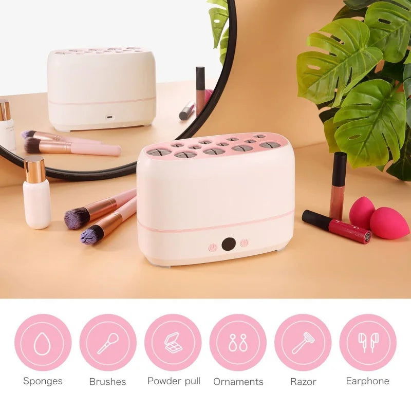 12 Holes Makeup Brushes Dryer Electric Cosmetic Brush Drying Machine Automatic Cosmetic Puff Makeup Tools Cleaner and Dryer Tool - LOCKDEALZ