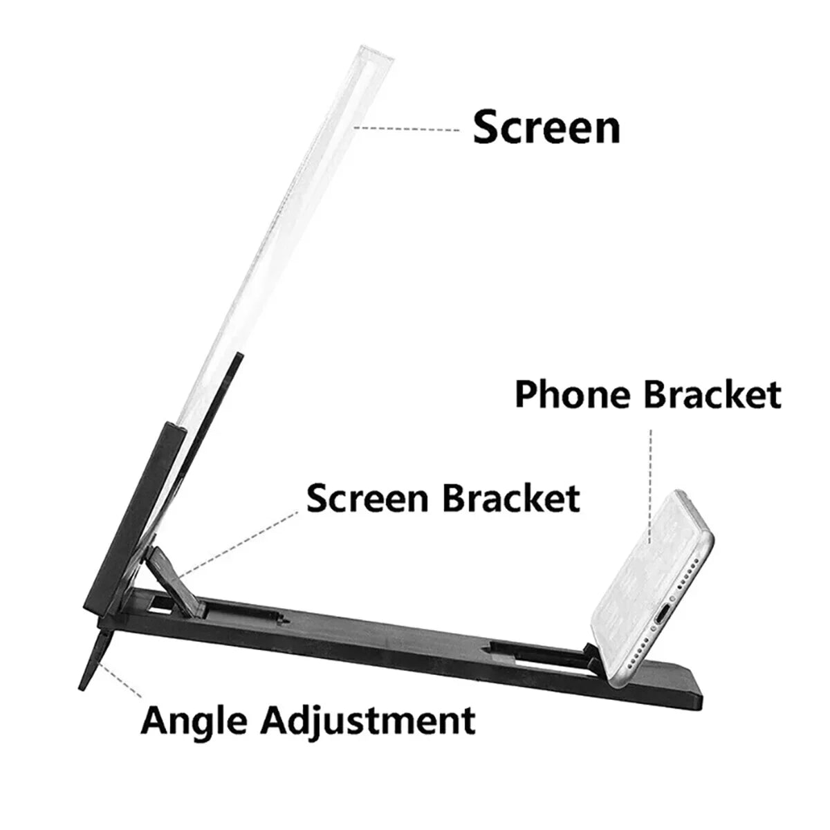 14 Inch Mobile Phone Screen Amplifier 3D Magnifying Glass Stand Magnifier HD Video Amplifier Phone Stand Enlarged Screen Bracket - LOCKDEALZ