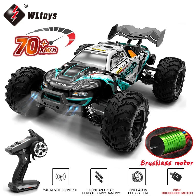 1:16 70KM/H Or 50KM/H 4WD RC Car With LED Remote Control Cars High Speed Drift Monster 4x4 Truck for Kids vs Wltoys 144001 Toys - LOCKDEALZ