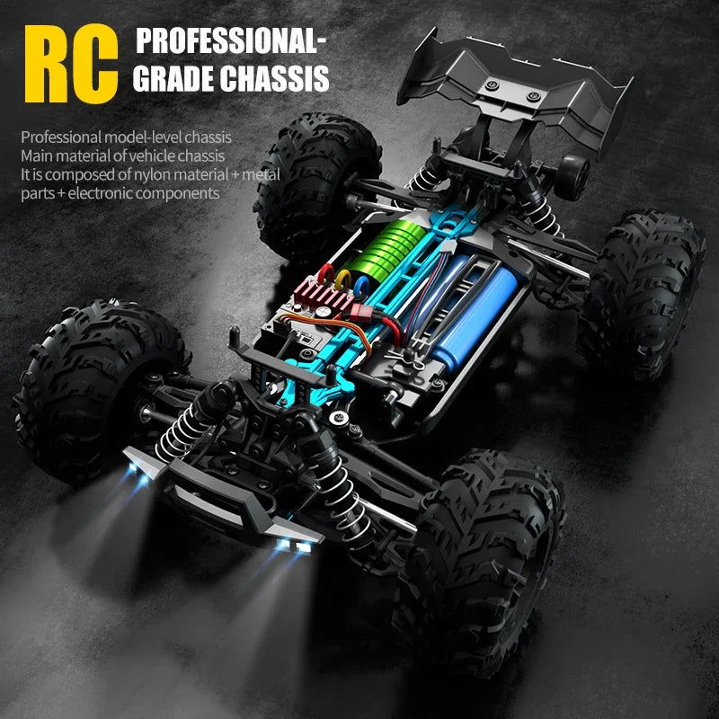 1:16 70KM/H Or 50KM/H 4WD RC Car With LED Remote Control Cars High Speed Drift Monster 4x4 Truck for Kids vs Wltoys 144001 Toys - LOCKDEALZ