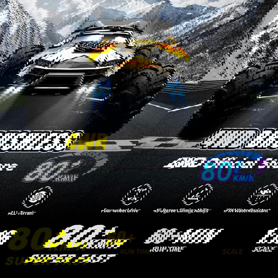 1:16 80km/h Brushless RC Drift Car With LED Lights 4WD Electric High Speed Racing Remote Control Monster Truck for Kids Adults - LOCKDEALZ