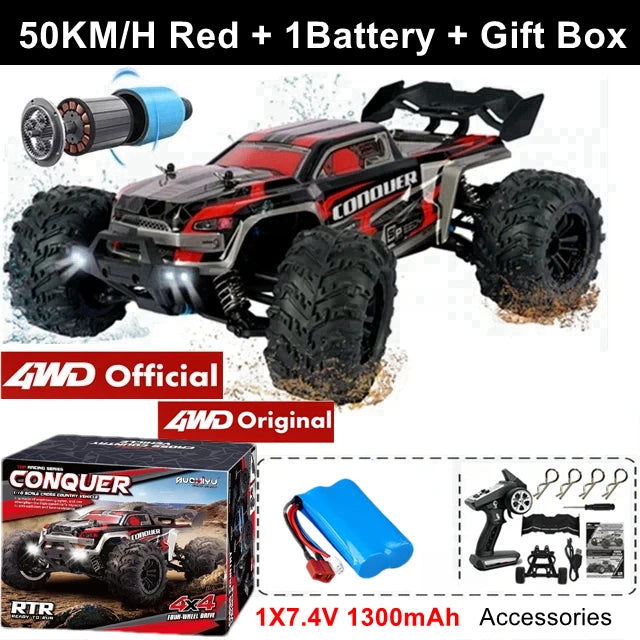 1:16 80km/h Brushless RC Drift Car With LED Lights 4WD Electric High Speed Racing Remote Control Monster Truck for Kids Adults - LOCKDEALZ