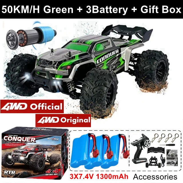 1:16 80km/h Brushless RC Drift Car With LED Lights 4WD Electric High Speed Racing Remote Control Monster Truck for Kids Adults - LOCKDEALZ