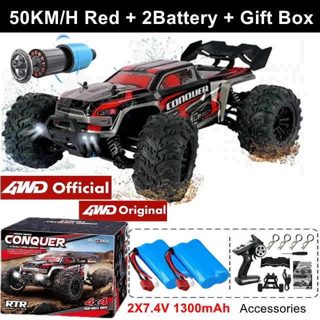 1:16 80km/h Brushless RC Drift Car With LED Lights 4WD Electric High Speed Racing Remote Control Monster Truck for Kids Adults - LOCKDEALZ
