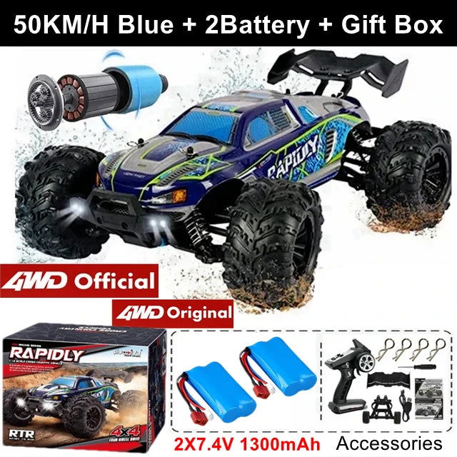 1:16 80km/h Brushless RC Drift Car With LED Lights 4WD Electric High Speed Racing Remote Control Monster Truck for Kids Adults - LOCKDEALZ