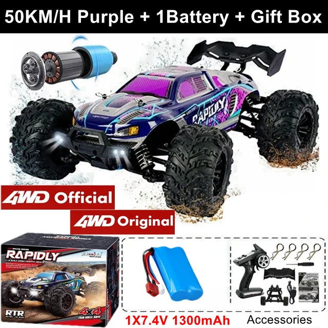 1:16 80km/h Brushless RC Drift Car With LED Lights 4WD Electric High Speed Racing Remote Control Monster Truck for Kids Adults - LOCKDEALZ