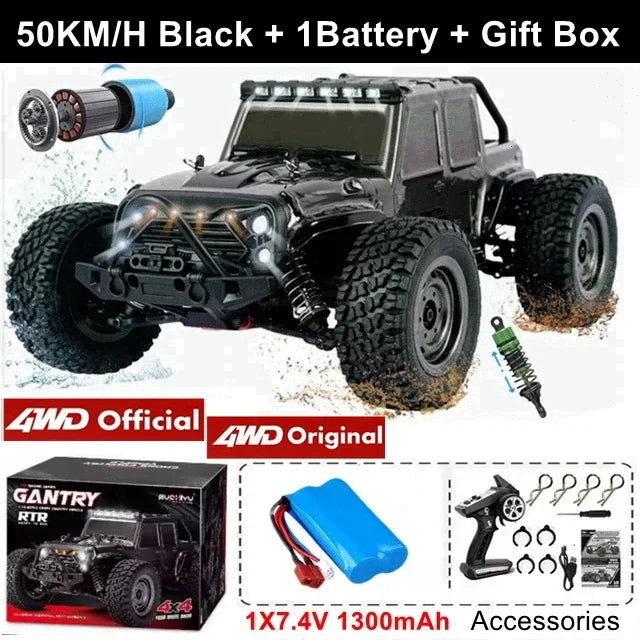 1:16 80km/h Brushless RC Drift Car With LED Lights 4WD Electric High Speed Racing Remote Control Monster Truck for Kids Adults - LOCKDEALZ