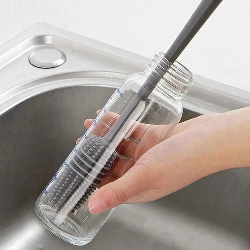 1 Silicone Milk Bottle Brush Cup Cleaner Glass Cleaner Kitchen Long Handled Beverage Bottle Glass Cup Cleaning Brush - LOCKDEALZ