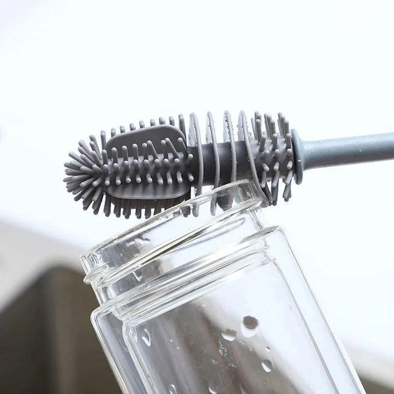 1 Silicone Milk Bottle Brush Cup Cleaner Glass Cleaner Kitchen Long Handled Beverage Bottle Glass Cup Cleaning Brush - LOCKDEALZ