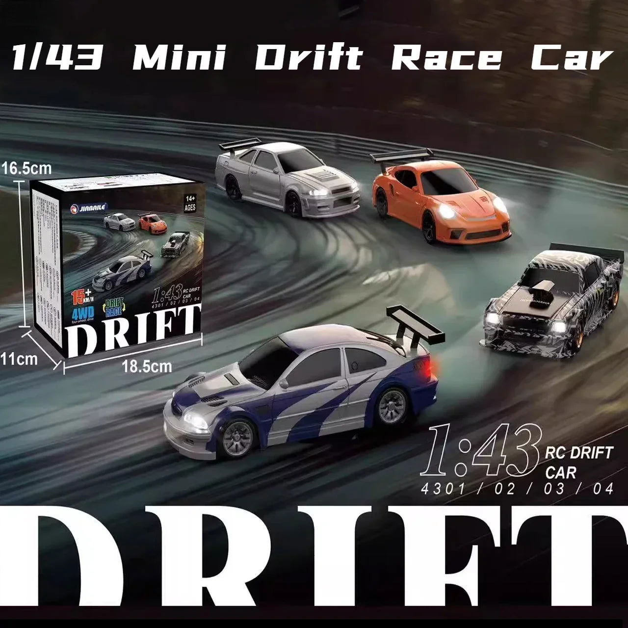 2.4G RC Drift Car 1/43 4WD Remote Control Car High Speed Four Wheel Drive Radio Controlled Mini Racing Car Model Boy Toy Gift - LOCKDEALZ