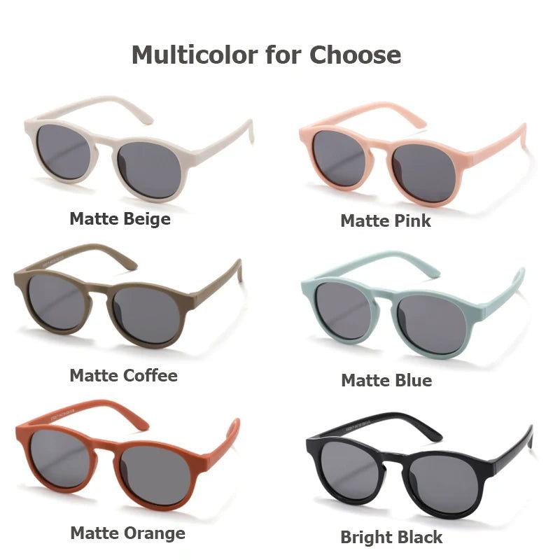 2023 Fashion Kid's First Sunglasses Round Flexible UV400 Polarized Girls Boys Silicone Sun Glasses for Ages 3-12 Years Children - LOCKDEALZ