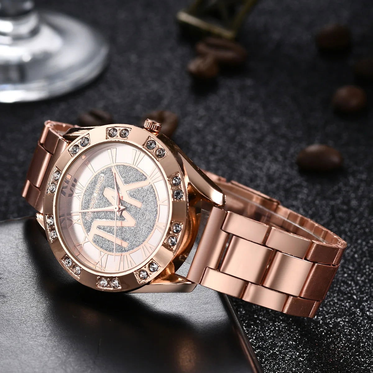 2023 Women Crystal Diamond Watches Luxury Brand Gold WristWatch Stainless Steel Women's Watch Clock Leisure Reloj Mujer TVK - LOCKDEALZ