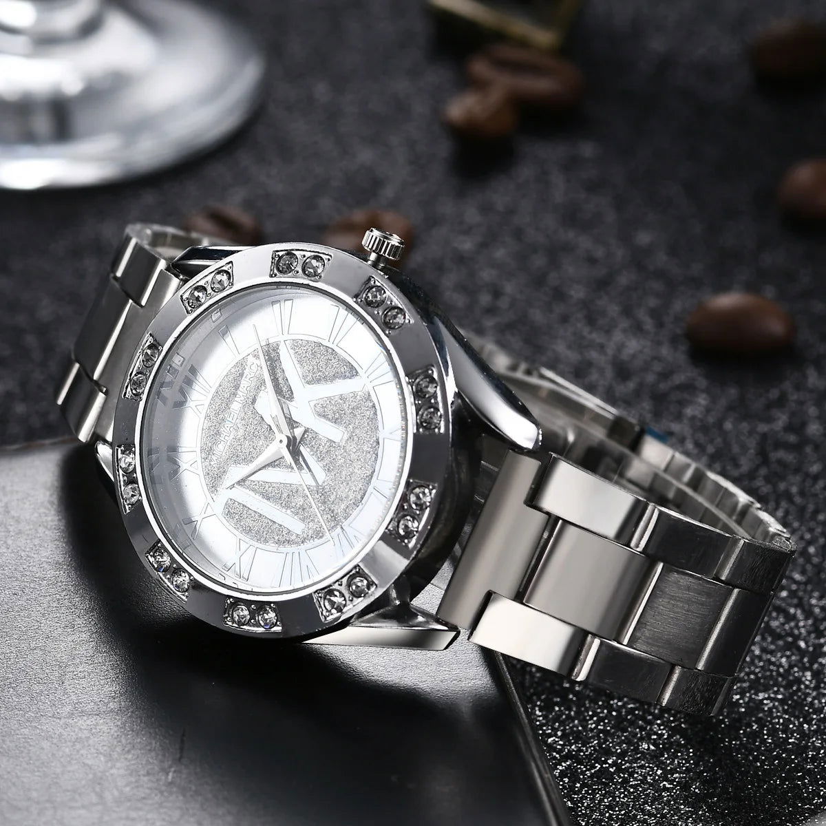 2023 Women Crystal Diamond Watches Luxury Brand Gold WristWatch Stainless Steel Women's Watch Clock Leisure Reloj Mujer TVK - LOCKDEALZ
