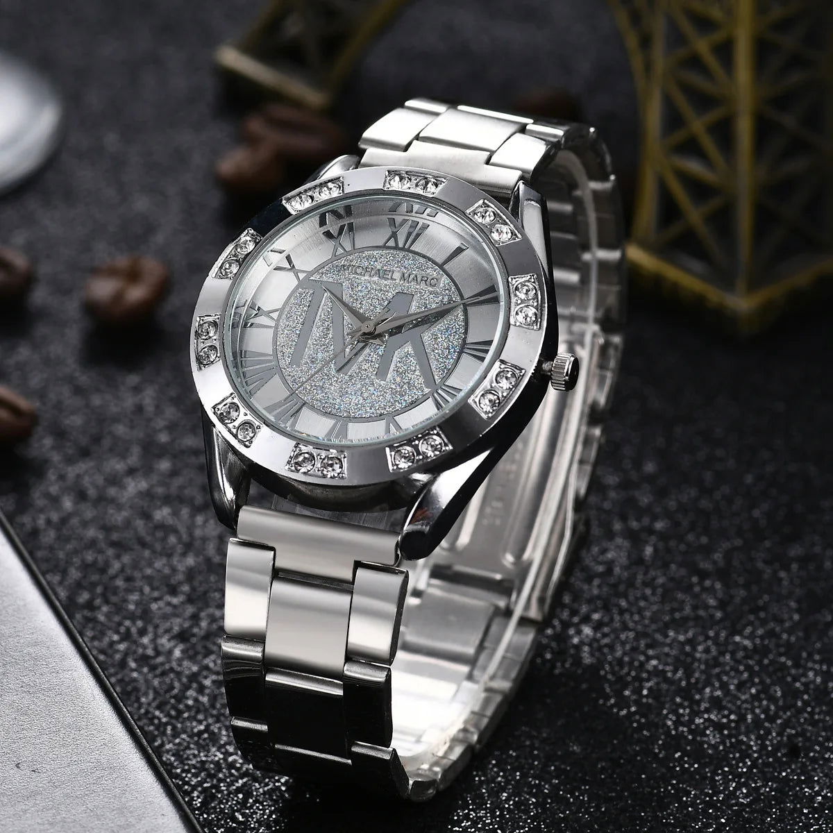 2023 Women Crystal Diamond Watches Luxury Brand Gold WristWatch Stainless Steel Women's Watch Clock Leisure Reloj Mujer TVK - LOCKDEALZ