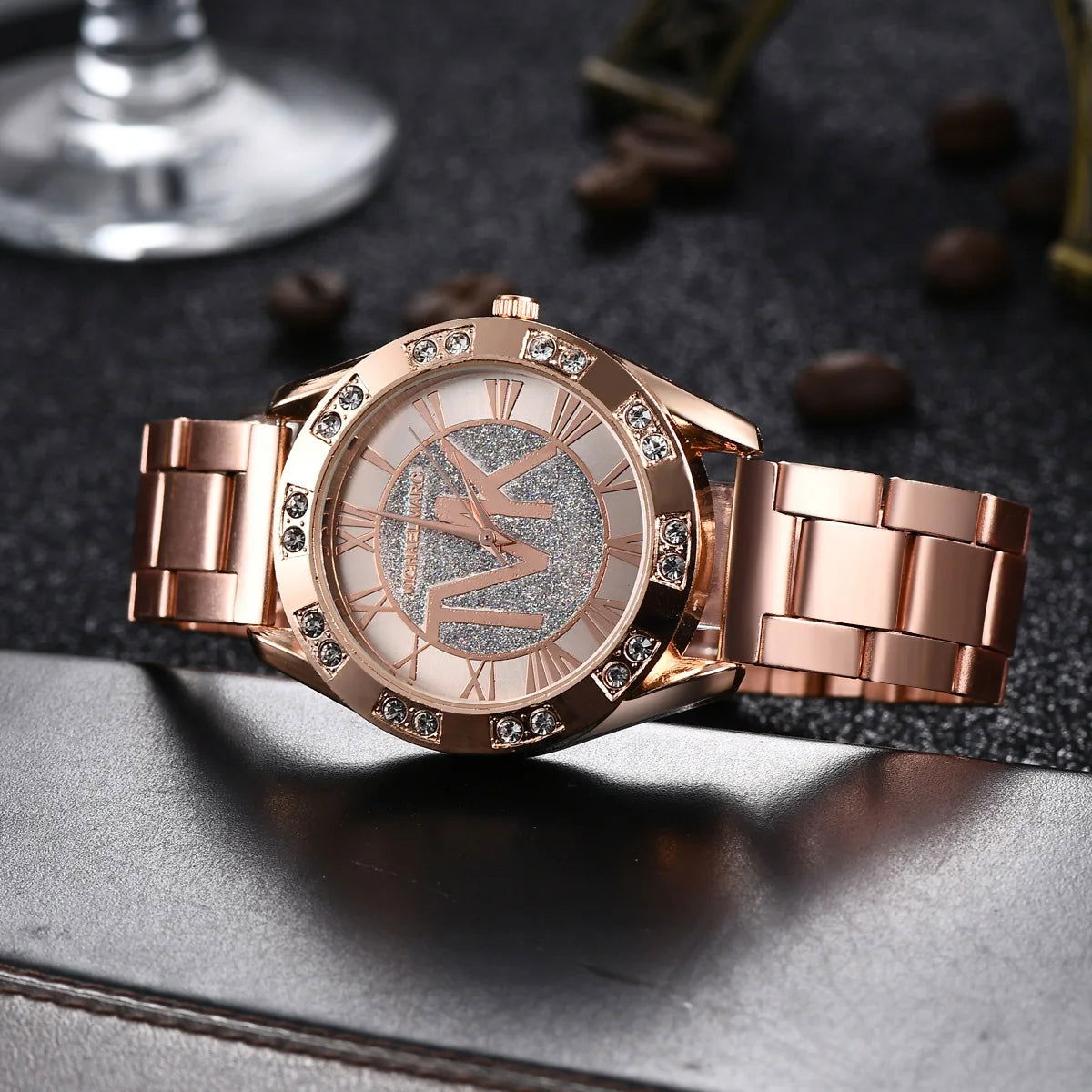 2023 Women Crystal Diamond Watches Luxury Brand Gold WristWatch Stainless Steel Women's Watch Clock Leisure Reloj Mujer TVK - LOCKDEALZ