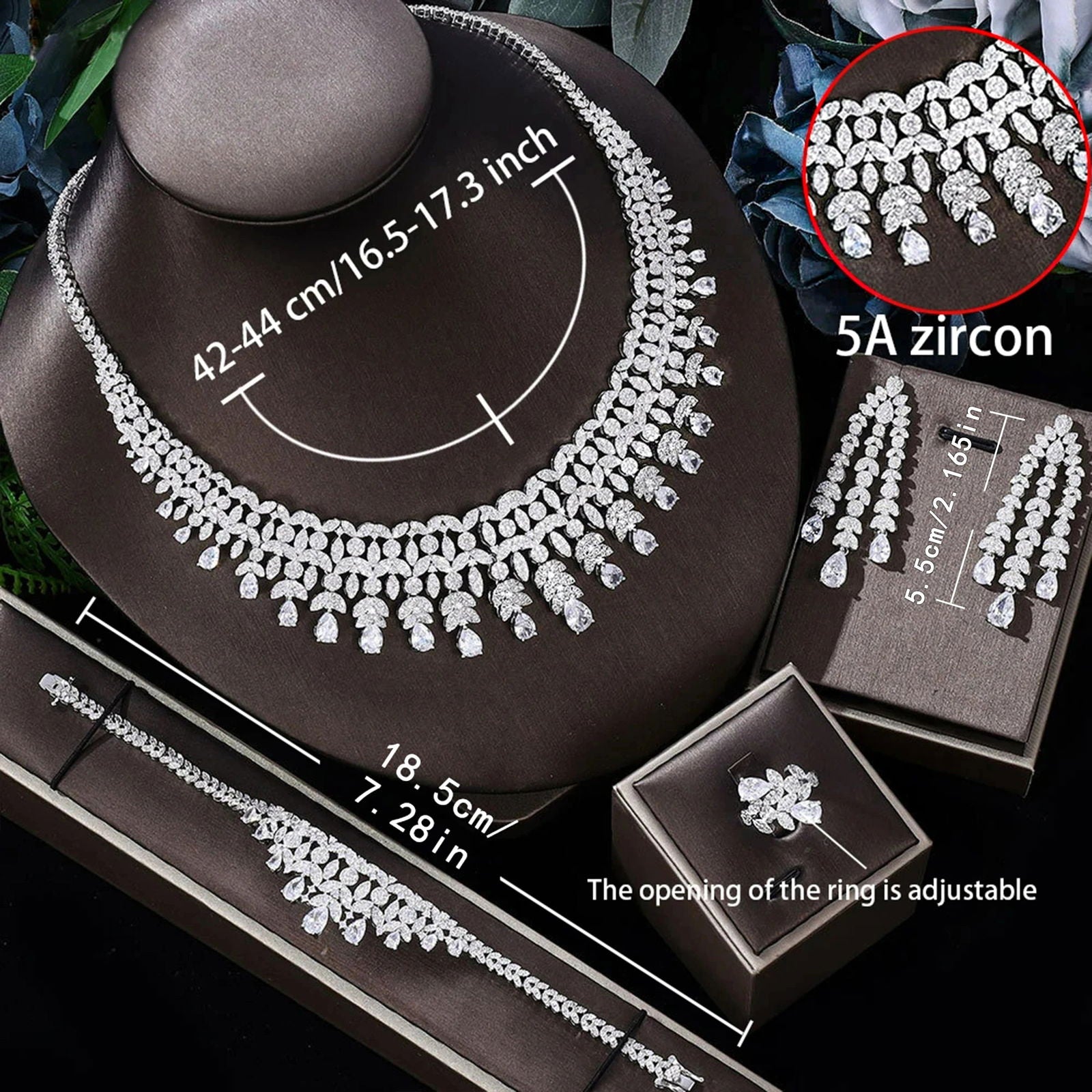 2024 Hot selling 4-piece Bride Wedding Jewelry Set with Cubic Zirconia Dubai Luxury Jewelry Set - LOCKDEALZ