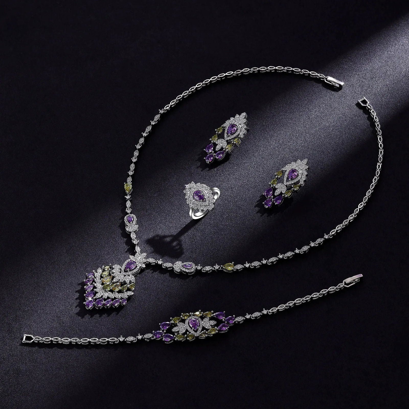 2024 Hot selling 4-piece Bride Wedding Jewelry Set with Cubic Zirconia Dubai Luxury Jewelry Set - LOCKDEALZ