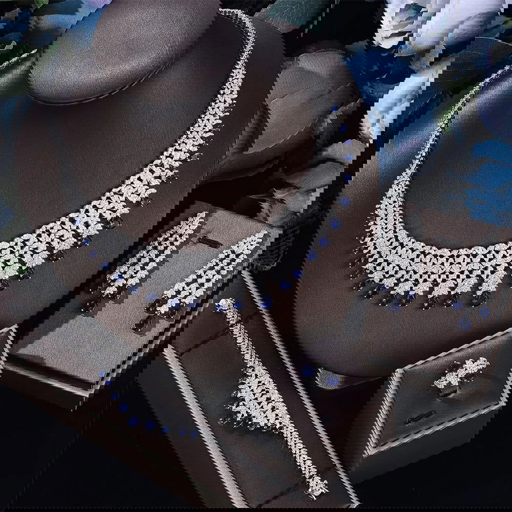 2024 Hot selling 4-piece Bride Wedding Jewelry Set with Cubic Zirconia Dubai Luxury Jewelry Set - LOCKDEALZ