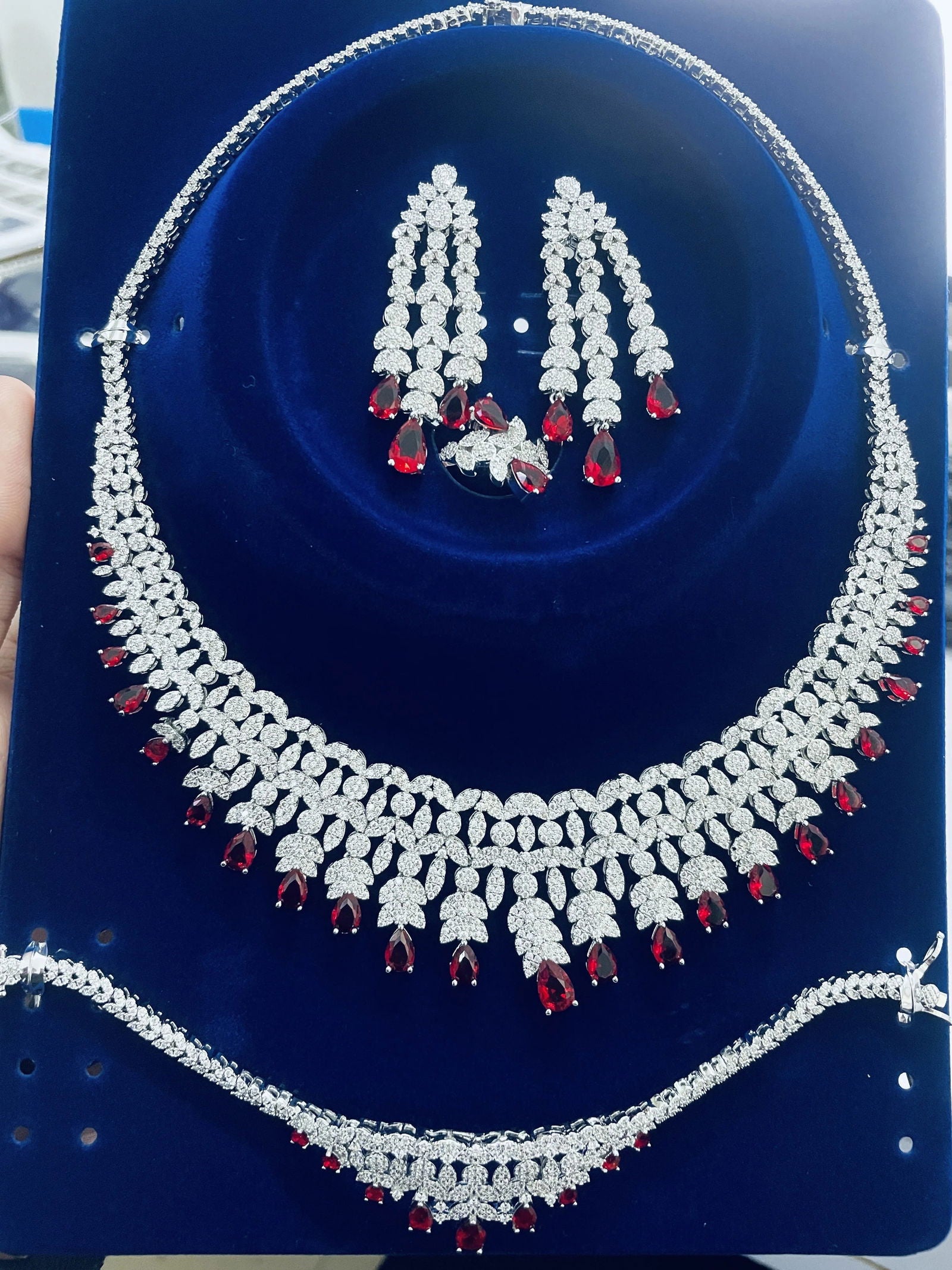 2024 Hot selling 4-piece Bride Wedding Jewelry Set with Cubic Zirconia Dubai Luxury Jewelry Set - LOCKDEALZ