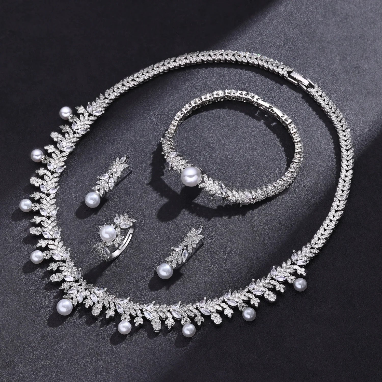 2024 Hot selling 4-piece Bride Wedding Jewelry Set with Cubic Zirconia Dubai Luxury Jewelry Set - LOCKDEALZ