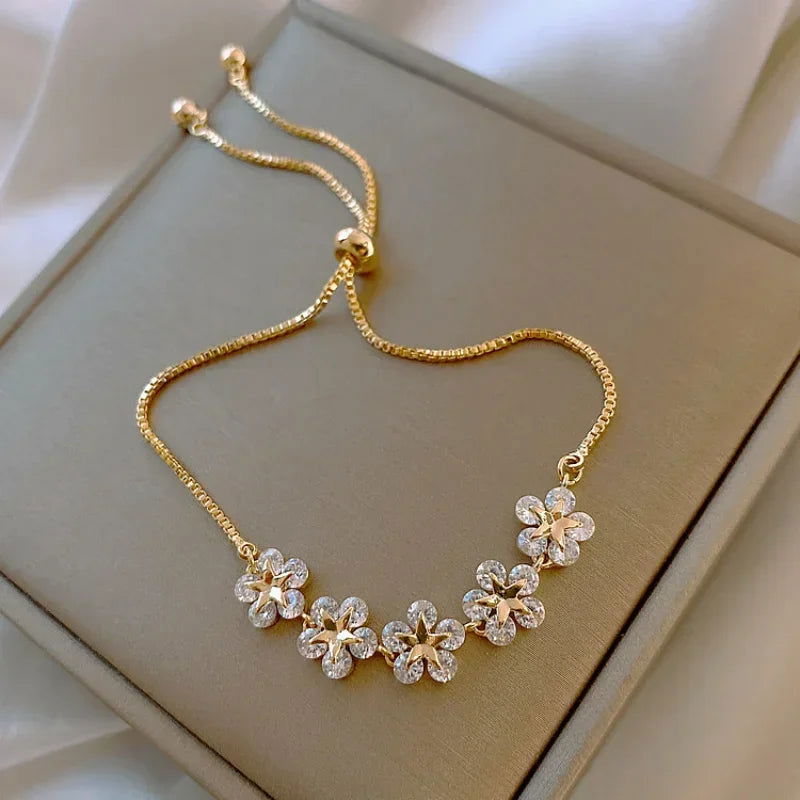 2024 New Korea New Fashion Letter D Star Simple Vintage Pendant Bracelet Woman Stainless Steel Bracelet Luxury Original Jewelry - LOCKDEALZ