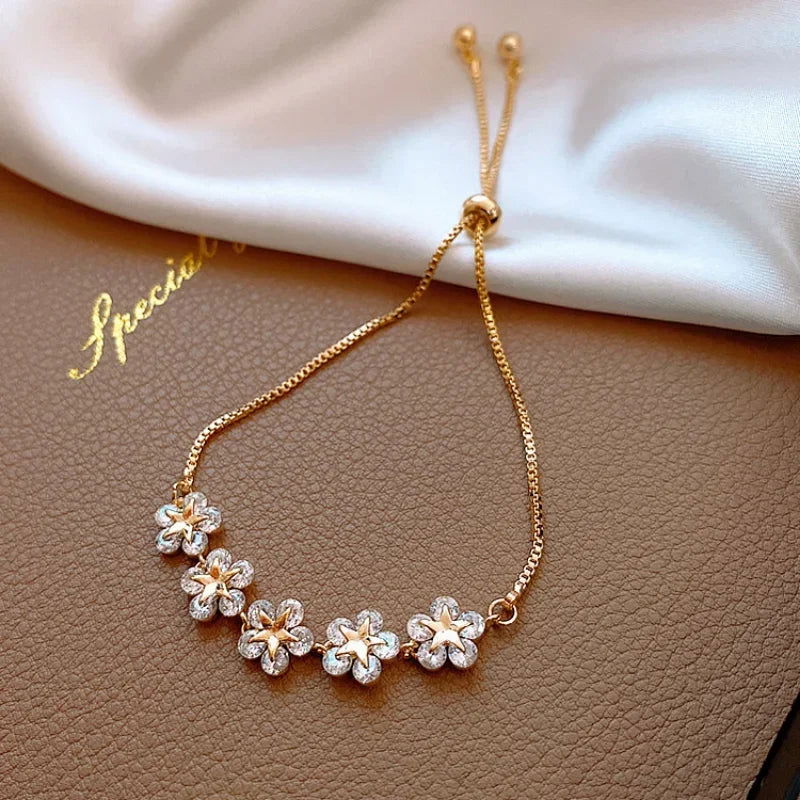 2024 New Korea New Fashion Letter D Star Simple Vintage Pendant Bracelet Woman Stainless Steel Bracelet Luxury Original Jewelry - LOCKDEALZ