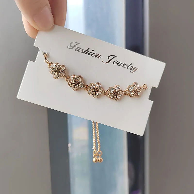 2024 New Korea New Fashion Letter D Star Simple Vintage Pendant Bracelet Woman Stainless Steel Bracelet Luxury Original Jewelry - LOCKDEALZ