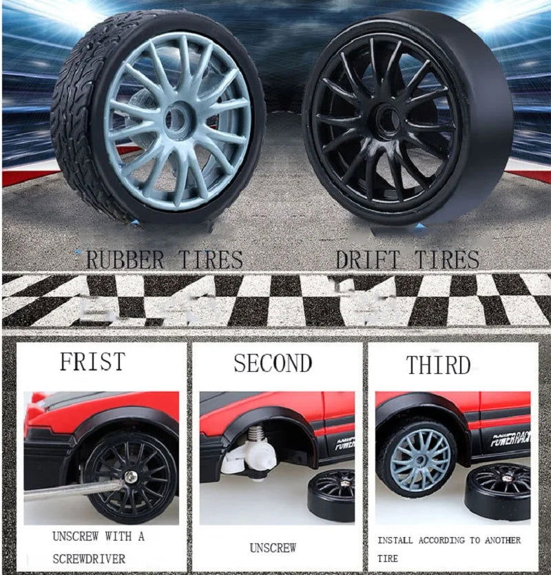 20Km/h RC Car Toys 1/24 2.4G High Speed Remote Control Mini Scale Model Vehicle Electric AE86 Drift Racing Car Gift for Kids - LOCKDEALZ