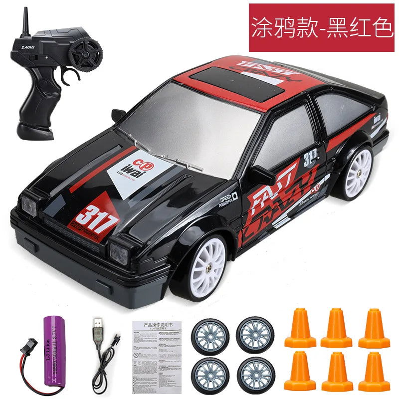 20Km/h RC Car Toys 1/24 2.4G High Speed Remote Control Mini Scale Model Vehicle Electric AE86 Drift Racing Car Gift for Kids - LOCKDEALZ