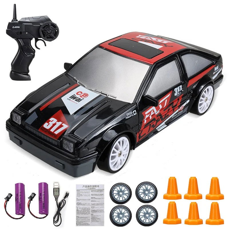 20Km/h RC Car Toys 1/24 2.4G High Speed Remote Control Mini Scale Model Vehicle Electric AE86 Drift Racing Car Gift for Kids - LOCKDEALZ