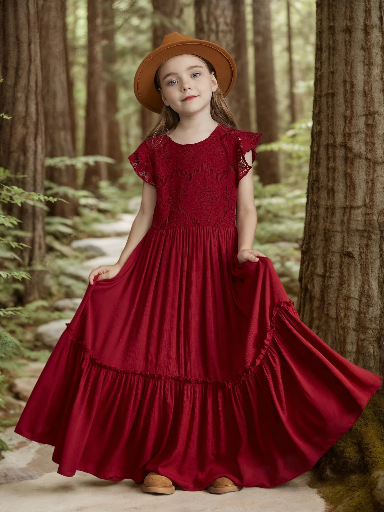3-14 years Girls Lace Bohemia Long Dresses Baby Kids Flower Wedding Princess Party Dress Vestidos Costume Children Clothing - LOCKDEALZ