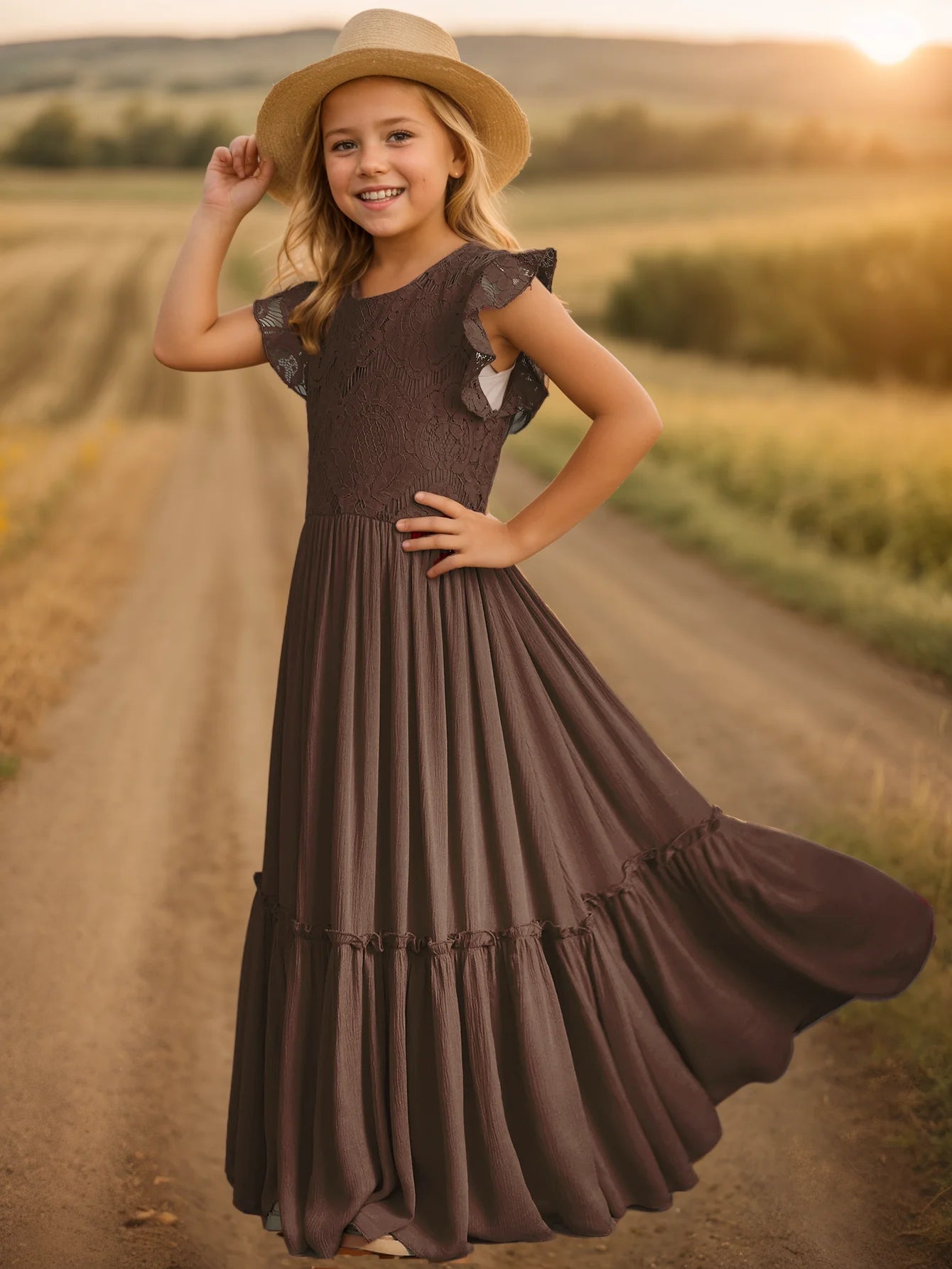 3-14 years Girls Lace Bohemia Long Dresses Baby Kids Flower Wedding Princess Party Dress Vestidos Costume Children Clothing - LOCKDEALZ