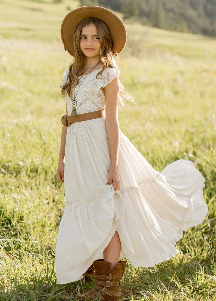 3-14 years Girls Lace Bohemia Long Dresses Baby Kids Flower Wedding Princess Party Dress Vestidos Costume Children Clothing - LOCKDEALZ