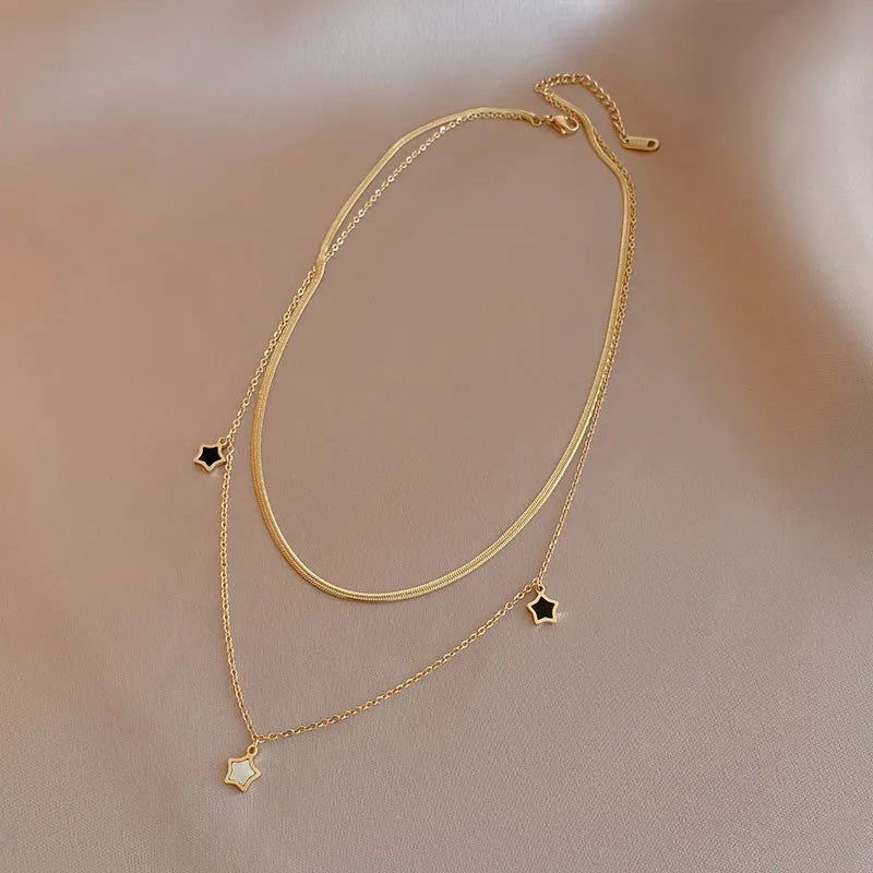 316L Stainless Steel Multilayer Chain Star Charm Necklace Bracelet For Women New Trend Jewelry Set Girls Party Gifts - LOCKDEALZ