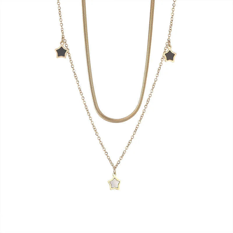 316L Stainless Steel Multilayer Chain Star Charm Necklace Bracelet For Women New Trend Jewelry Set Girls Party Gifts - LOCKDEALZ
