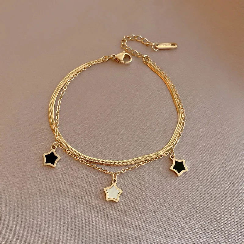 316L Stainless Steel Multilayer Chain Star Charm Necklace Bracelet For Women New Trend Jewelry Set Girls Party Gifts - LOCKDEALZ