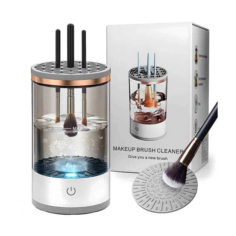 3 In 1 Electric Makeup Brush Cleaner Automatic Spinner Makeup Brush Holder Stand Women Lazy Cleaning Brush Washer Quick Dry Tool - LOCKDEALZ