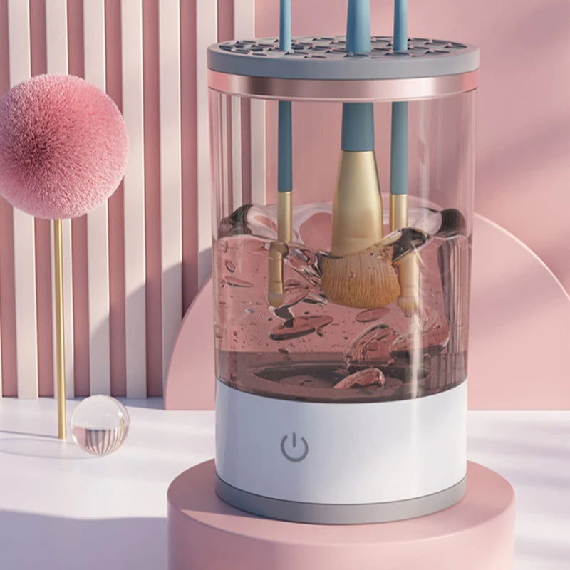3 In 1 Electric Makeup Brush Cleaner Automatic Spinner Makeup Brush Holder Stand Women Lazy Cleaning Brush Washer Quick Dry Tool - LOCKDEALZ