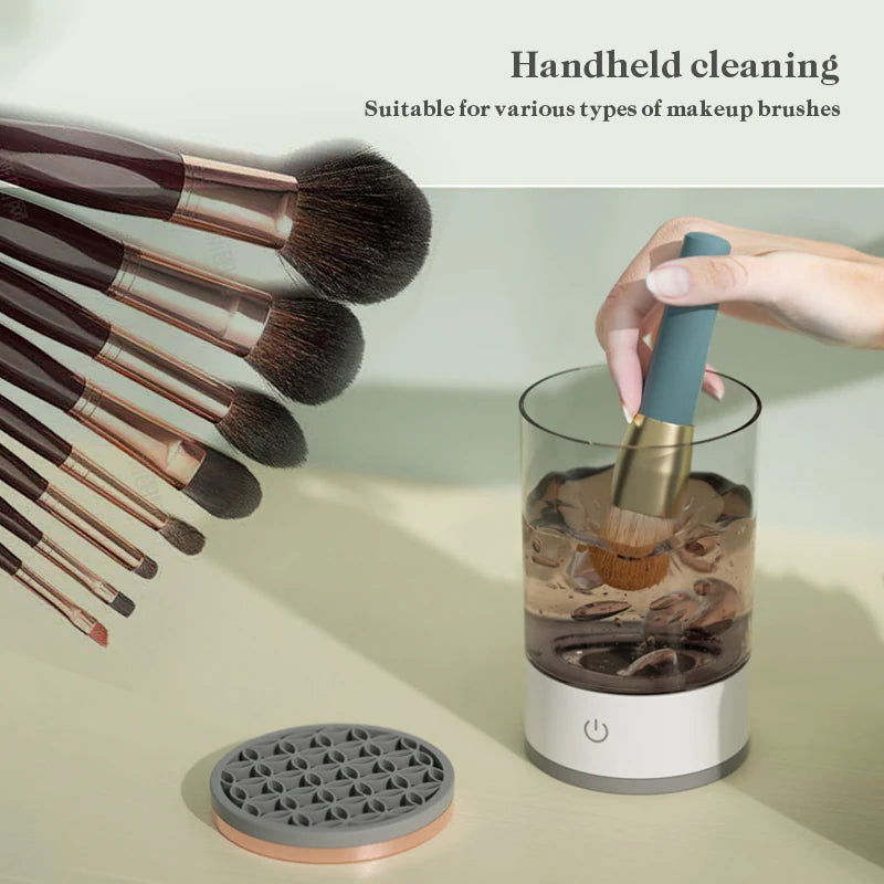3 In 1 Electric Makeup Brush Cleaner Automatic Spinner Makeup Brush Holder Stand Women Lazy Cleaning Brush Washer Quick Dry Tool - LOCKDEALZ