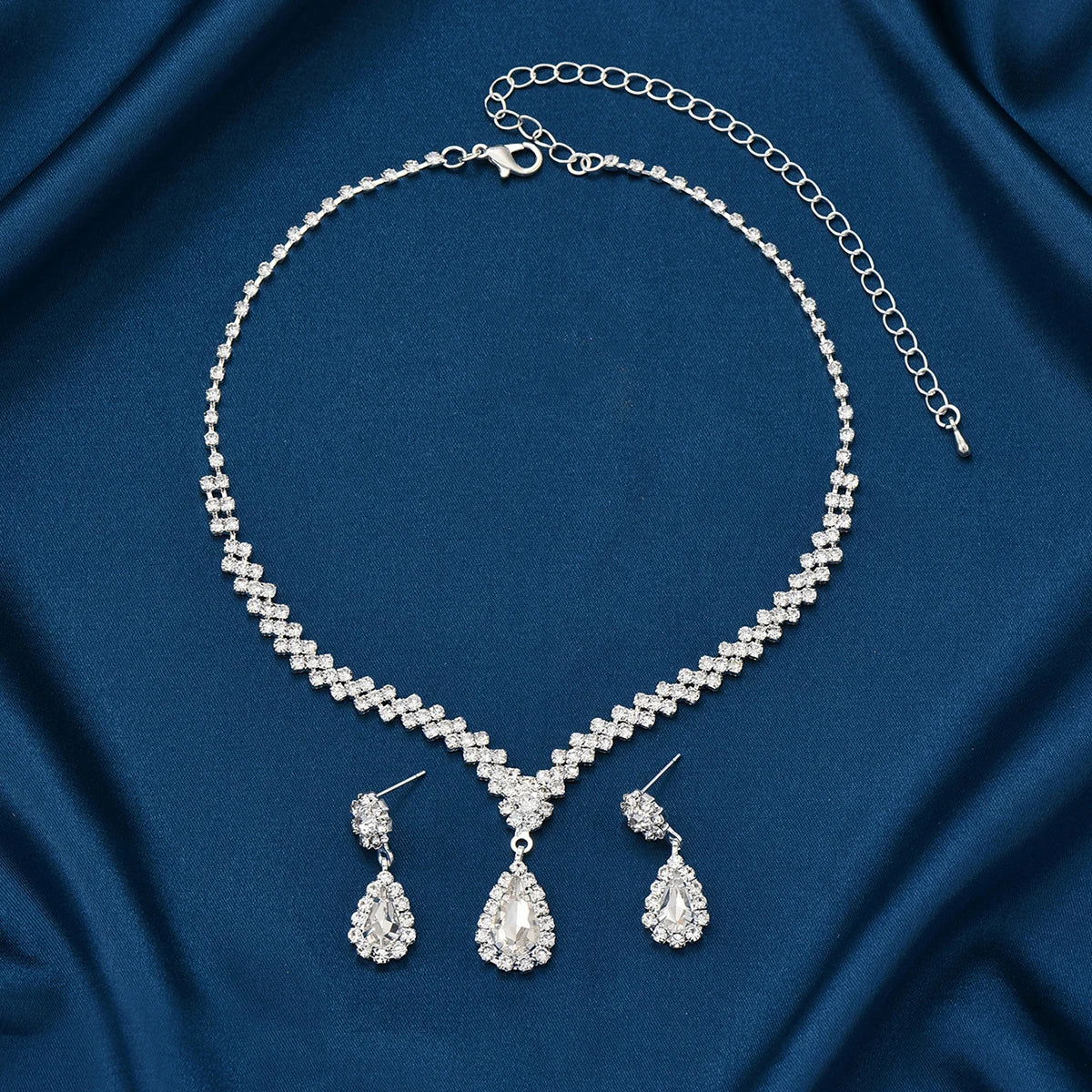 3 Pieces Of Fashionable Women's Water Drop Necklaces And Earrings Set For Wedding Season, Banquet And Party Accessories-2910 - LOCKDEALZ