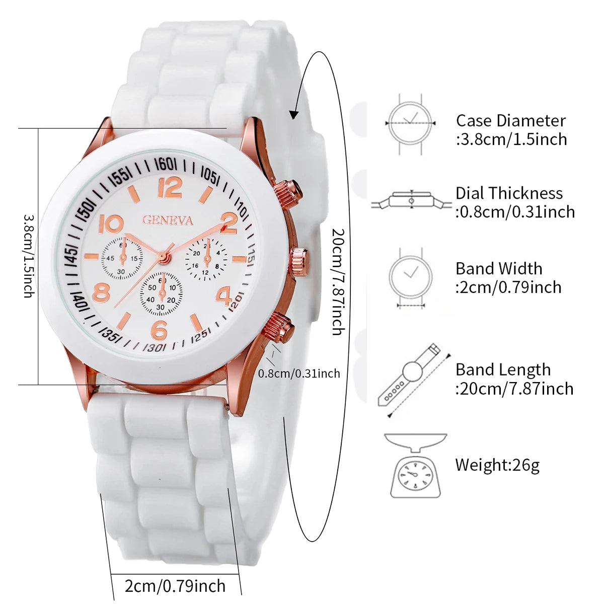 4PCs/Set Women Silicone Watch White Pink Red Black Colors Quartz Watch Set - LOCKDEALZ