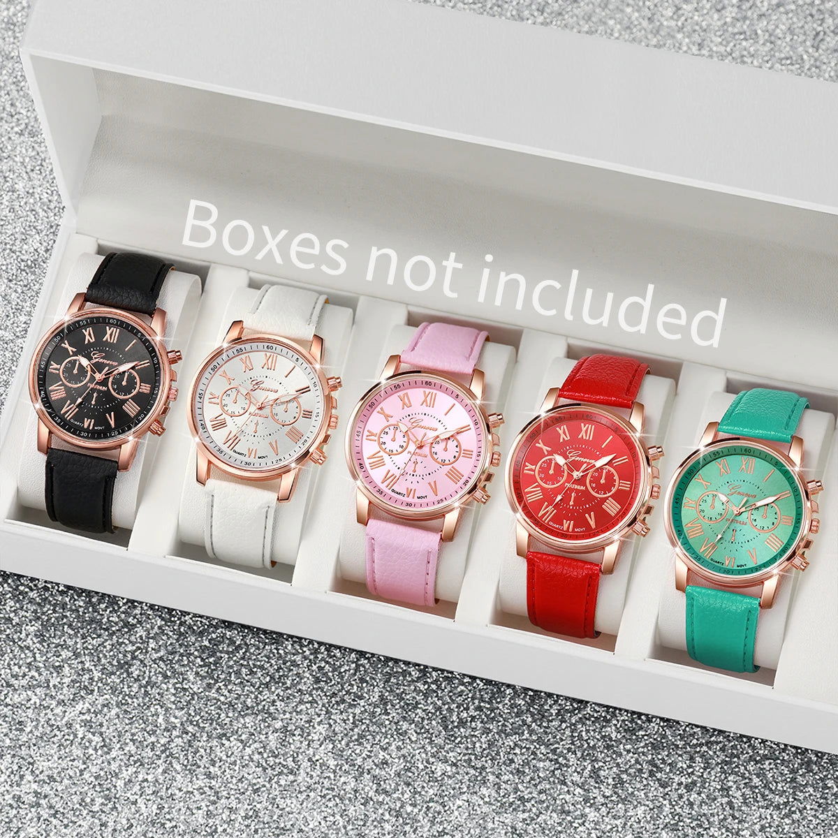 5PCS/Set Women's Multi Color Watch Fashionable and Exquisite Leather Watch with Multiple Options to Wear Every Day - LOCKDEALZ