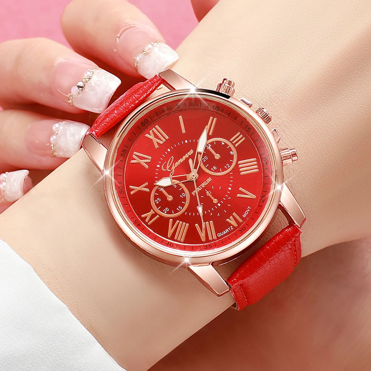 5PCS/Set Women's Multi Color Watch Fashionable and Exquisite Leather Watch with Multiple Options to Wear Every Day - LOCKDEALZ